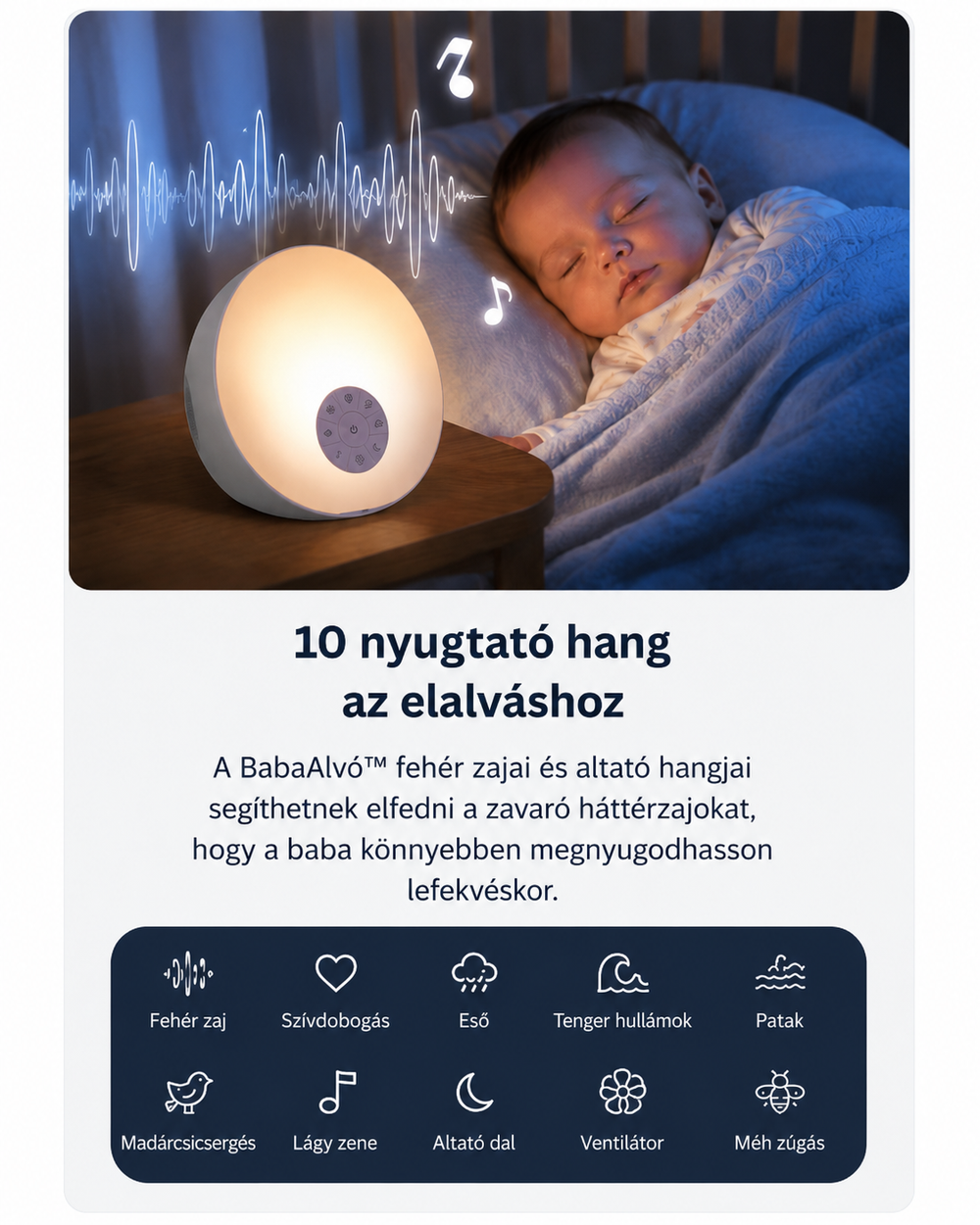 Babino Alvó™ Fehér Zaj & Éjszakai Fény